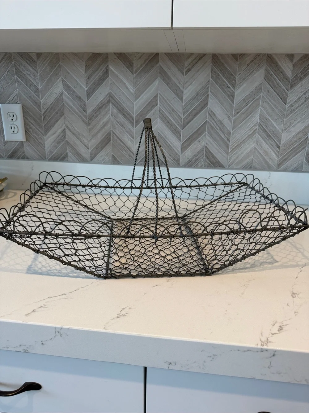 Rustic Galvanized Metal Chicken Wire Harvest Large Basket